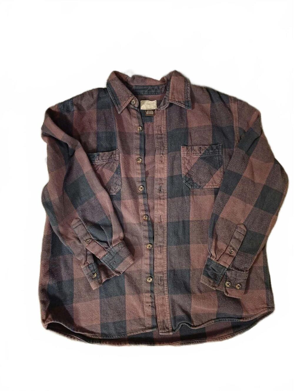 Schmidt Workwear Men's Brown and Black Plaid Button-Up Shirt